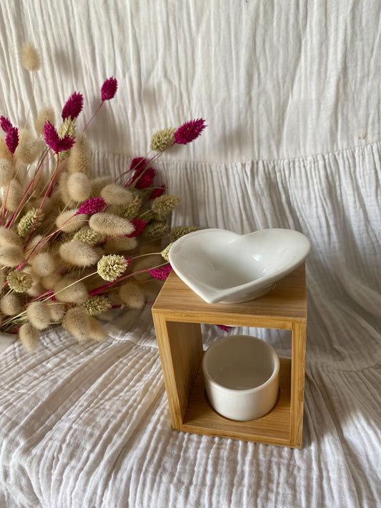 Brûle parfum Arum en céramique et bambou - Parfait pour faire fondre les fondants The sweet harmony et parfumé votre intérieur