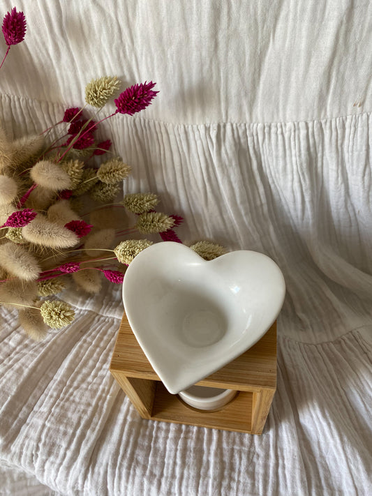 Brûle parfum Arum en céramique et bambou - Parfait pour faire fondre les fondants The sweet harmony et parfumé votre intérieur