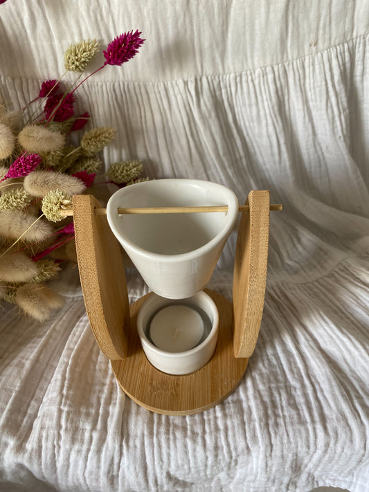 Brûle parfum Voile en céramique et bambou - Parfait pour faire fondre les fondants The sweet harmony et parfumé votre intérieur