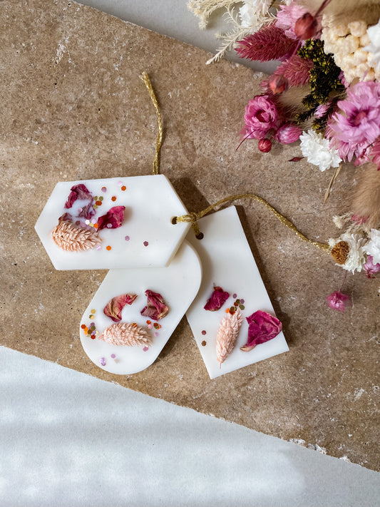 suspension parfumé rose - fondant parfumé cire de soja ecoresponsable monoi